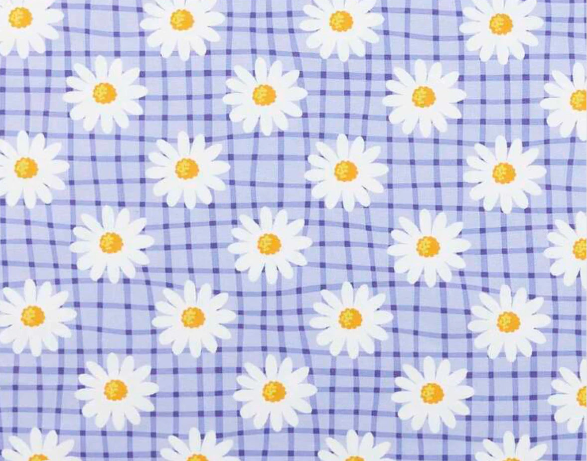 Canvas - Purple gingham daisy