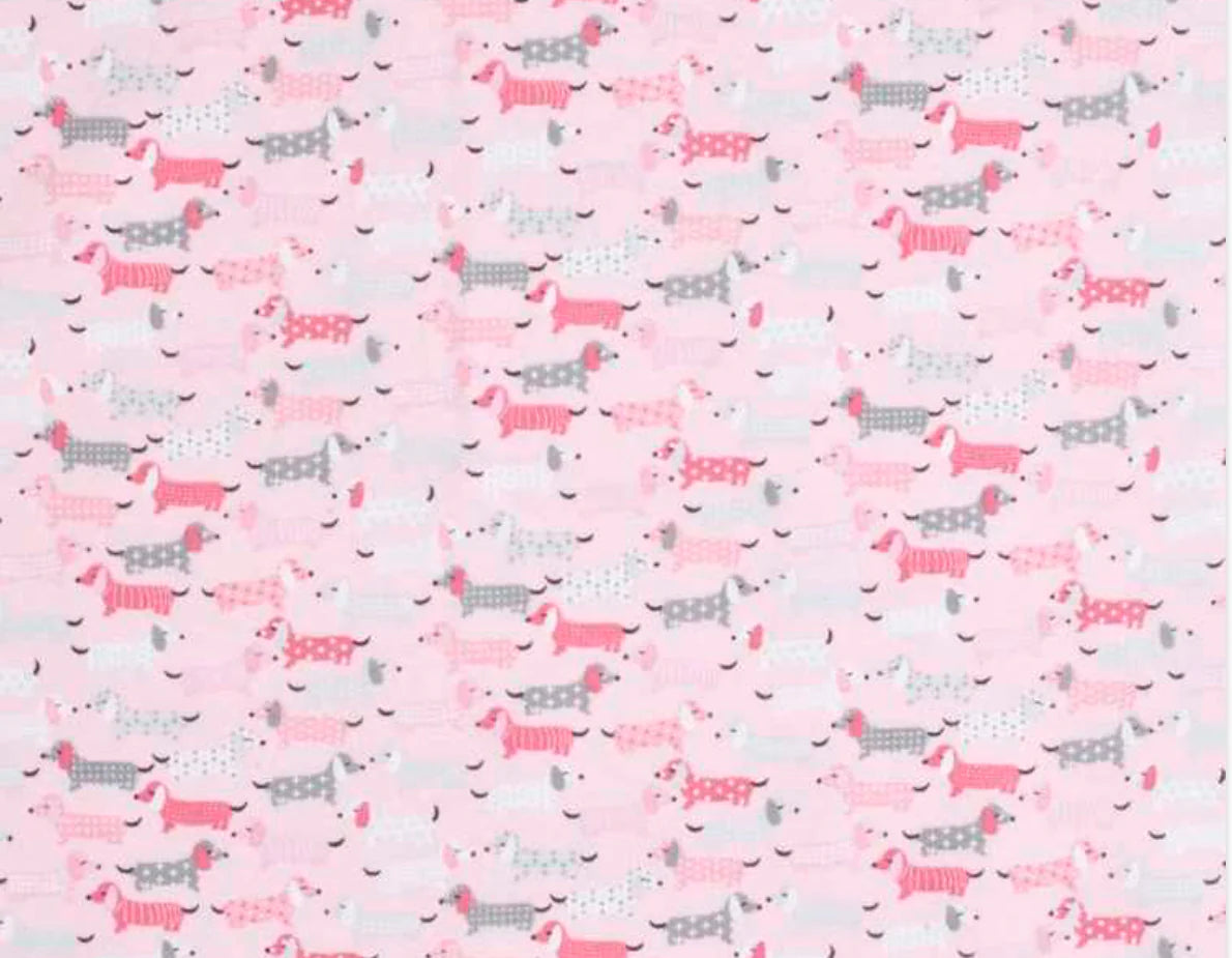 Flannel - Pink dachshund