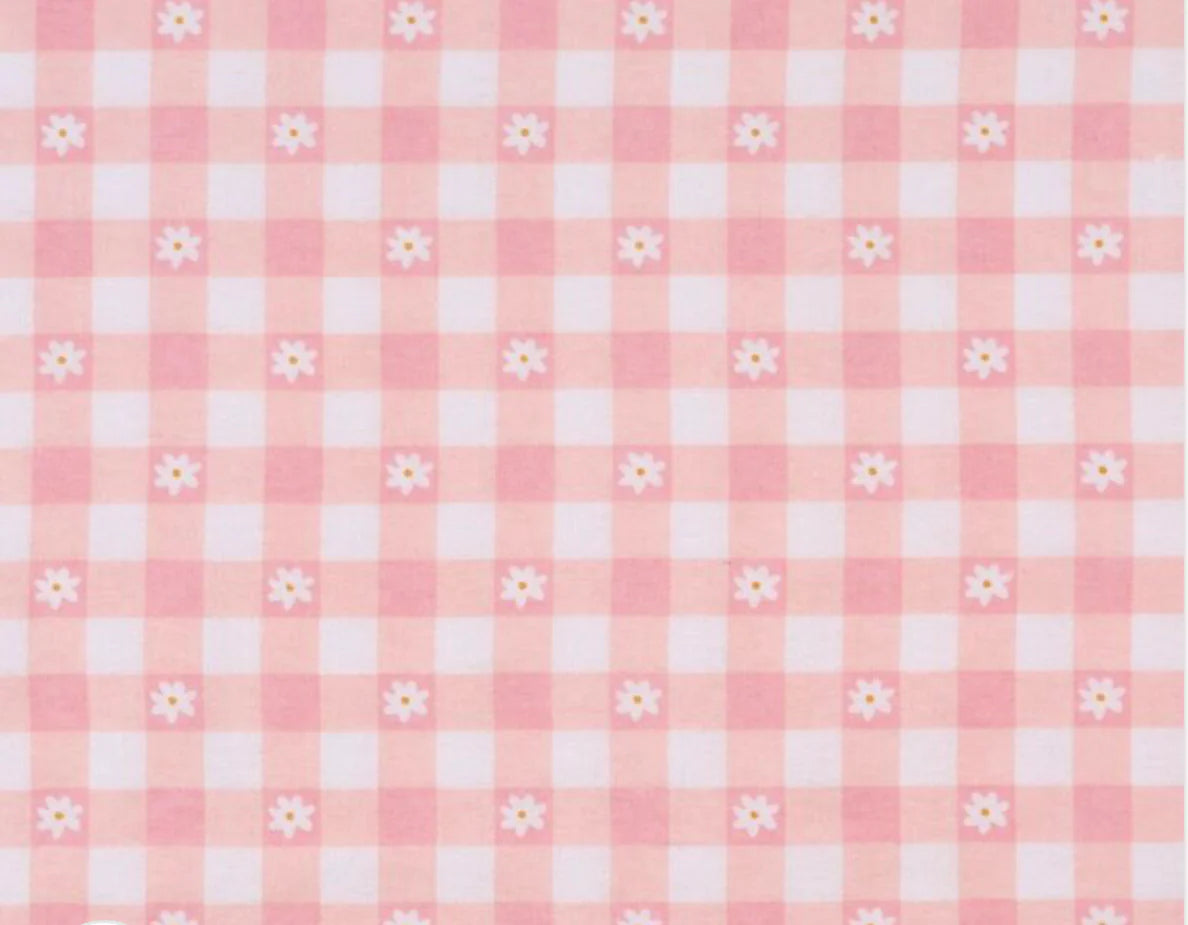 Flannel - Pink daisy gingham