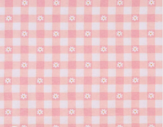 Flannel - Pink daisy gingham
