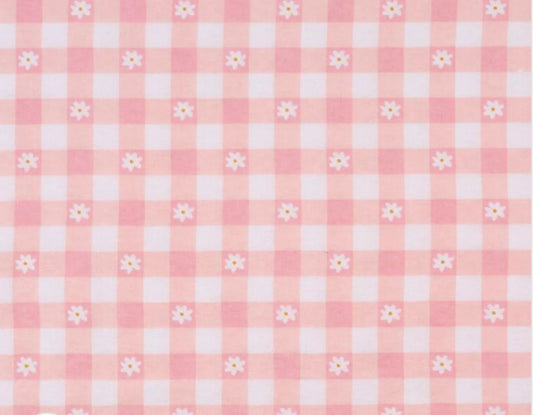 Flannel - Pink daisy gingham