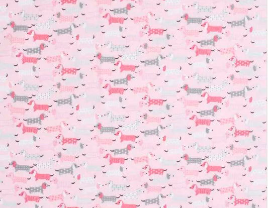 Flannel - Pink dachshund