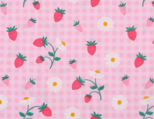 Flannel - Pink strawberry gingham