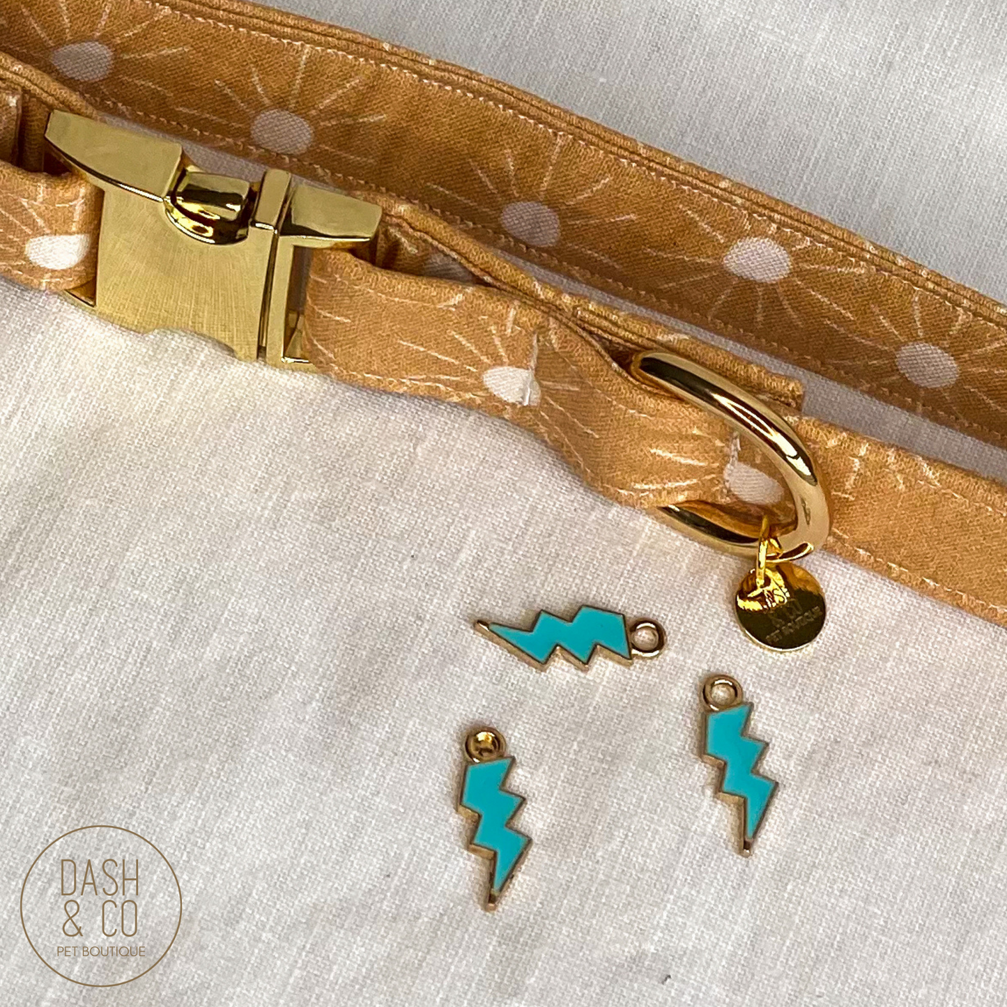 Blue Bolt Collar Charm