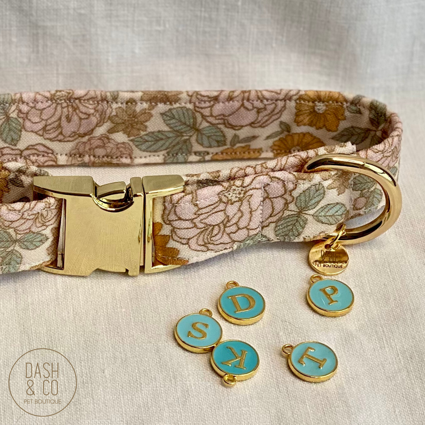 Blue Letter Collar Charm